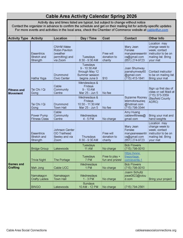 activity calendar spring 2026 by activity type 3 page 1