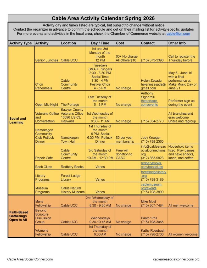 activity calendar spring 2026 by activity type 3 page 2